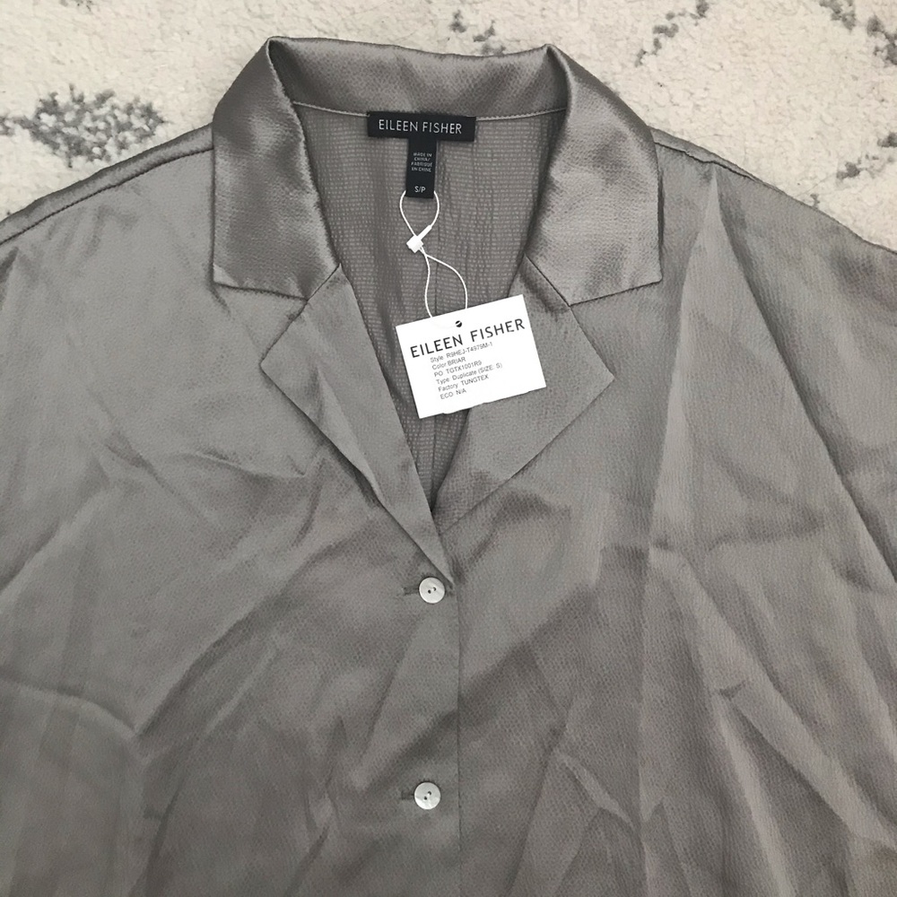 Eileen Fisher Classic Collared Silk Shirt